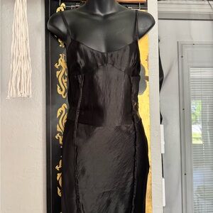 Miu Miu Black Sheath Midi Dress Spaghetti Strap